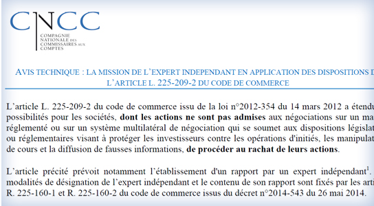 L’article L. 225-209-2 du code de commerce